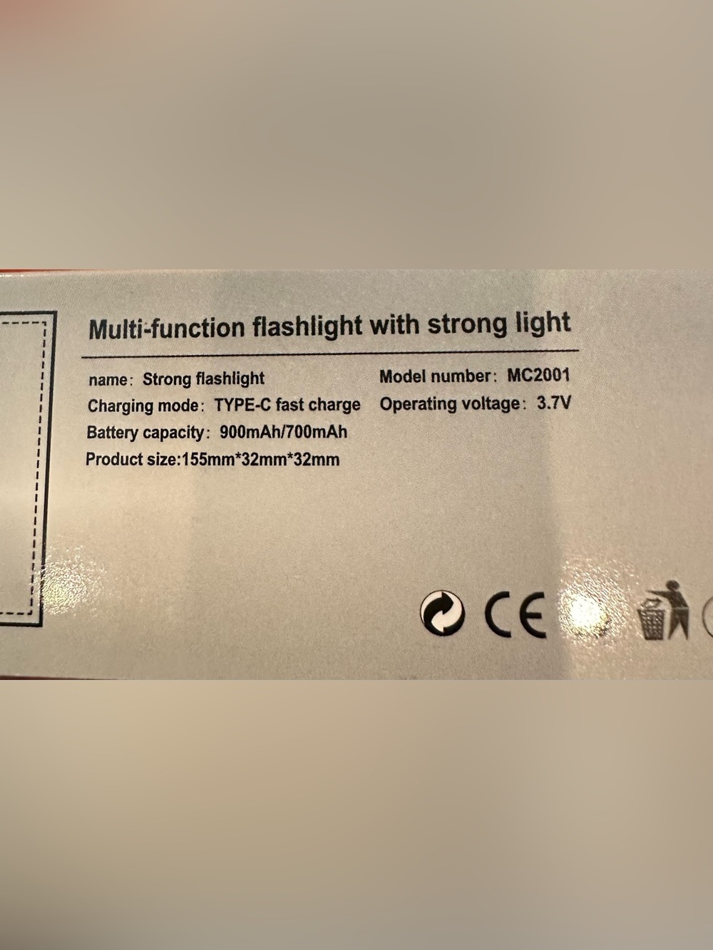 Rechargeable LED Flashlight Black w/Electric Display Zoom, Multifunctional NIB - Picture 2 of 2